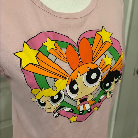 PowerPuff Girls pink graphic cropped heart tee size XL - Picture 5 of 9